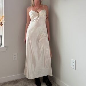 Vintage 90s satin white maxi dress